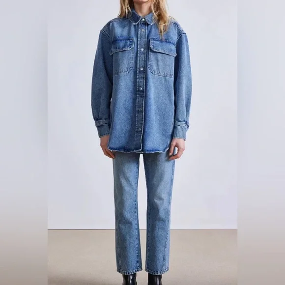 APIECE APART Oversized Denim Button Up Jacket Size Large - Picture 2 of 14